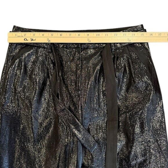 Who What Wear Black Polyurethane Belted Trouser Pants Pleated Dressy Size 4 - Picture 10 of 14